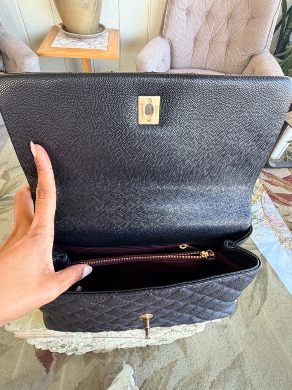 🆕 Coco Chanel Top Handle Caviar COA READY - Picture 14 of 16